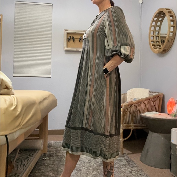 Universal thread soft woven cotton puff sleeve peasant midi dress. med Lagenlook - Picture 2 of 14